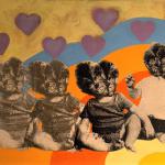 Fur Babies     Silkscreen/oil on canvas    18 x 24