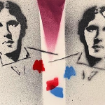Oscar Wilde, spray paint, board, 8 x 15-1/2"