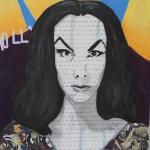 VAMPIRA, oil, collage on canvas, 24 x 18