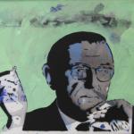 SARTRE, oil spraypaint on canvas, 11 x 14