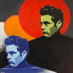 GIANT oil spray paint on canvas 16 x 16