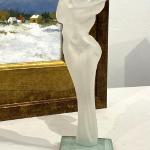 Translucent frosted blown glass figure