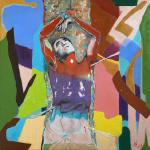 YUKIO MISHIMA  St. Sebastian Japanese author and poet. 1925 to 1970 -mixed media, 16 x 16"
