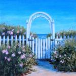 BEACH ROSES, EAST END, acrylic, 6 x 6"