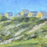 HOUSES ON A HILL oil on board 8 x 10"