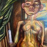 IVANKA OF FRIEDRICHSHAIN WITH UNLIT CANDLE oil on canvas 30 x 24"  (1" of edges cropped in image)