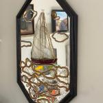 SAIL BOAT, found objects, mixed media assemblage mirror