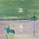 EVENING RIDE oil miniature 3 x 3