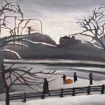 SNOW ON BOSTON COMMON oil on canvas 12 x 16