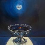 FISH BOWL PUNCH oil on wood 14 x 13