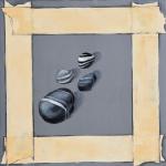 FOUR ROCKS MAKING TAPE oil on canvas 12 x 12"