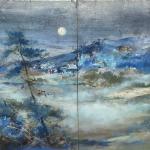 Kyoto Moon, acrylic on canvas, diptych, 30 x 48"