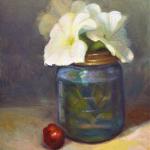 WHITE PETUNIAS oil on board 10 x 8   SOLD