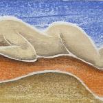 Reclining Figure, white line print, matted and framed
