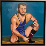 KNEELING WRESTLER, ACRYLIC 20 X 20"