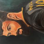 THE FOOTBALL PLAYER, acrylic on canvas, 11 x 14"