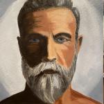 JOHN FROM MONTREAL acrylic on canvas board 12 x 12"