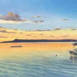 HARBOR GLOW oil on canvas  12 x 24"