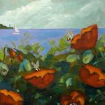 Seaside Poppies, acrylic on wood