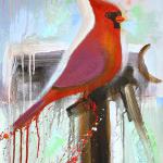 Red Cardinal, oil on canvas, 20 x 16"