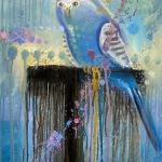 Blue Parakeet, oil on canvas, 20 x 16"