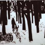 Trees 2, wood cut print   SOLD