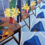 Still Life With  Daffodils, tempera on canvas, 1963, 30 x 22"  SOLD