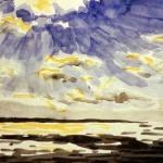 SEASACAPE I, 1962 watercolor 9 x 12 matted/framed 15 x 19