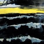 ROLLING BLACK WAVE  watercolor matted and framed