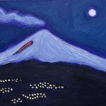 FULL MOON, Mt. Etna in the Snow acrylic
