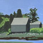 SALT POND BOATHOUSE II, oil on canvas, 15 x 30"