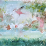 Flamingo 7.5  x 13,75. oil on unstretched canvas