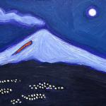 FULL MOON, MOUNT ETNA IN THE SNOW acrylic on canvas 