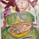 SHE SELLS SEA SHELLS oil, graphite cold wax on paper, 30 x 22