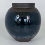 Black and Blue Round Vase